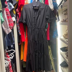 Tiered poplin dress with collar